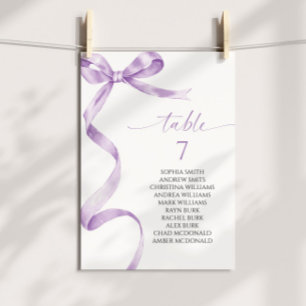 Lavender Bow Table Number Seating Chart