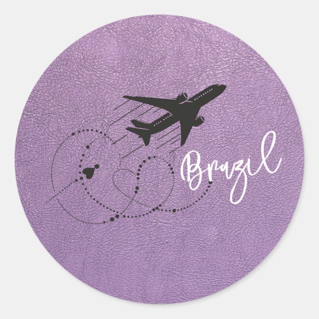 Lavender Brazil Passport Classic Round Sticker (Front)