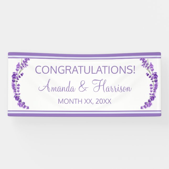 Lavender Breeze Floral Wedding Banner (Horizontal)