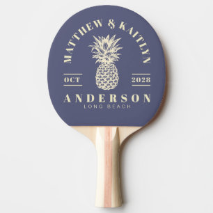 Lavender Breeze Tropical Pineapple Wedding Crest Ping Pong Paddle