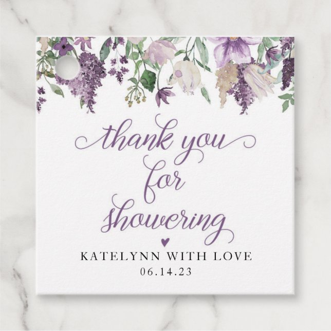 Lavender Bridal Shower Favour Tag (Front)