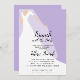 Lavender Bridal Shower Invitations Gown and Veil
