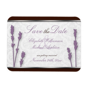 Lavender & Brown 4"x3" Flat Save the Date Magnet