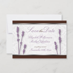 Lavender & Brown Save the Date Announcements