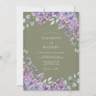 Lavender Brushstroke Blossom Wedding Invitation