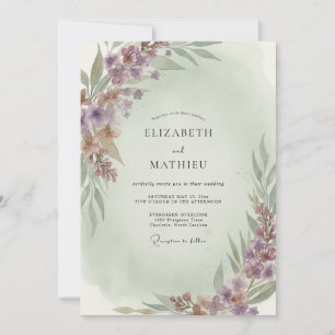 Lavender Brushstroke Floral Wedding Invitation