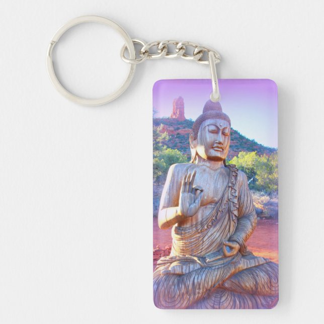 lavender buddha meditating key ring (Front)
