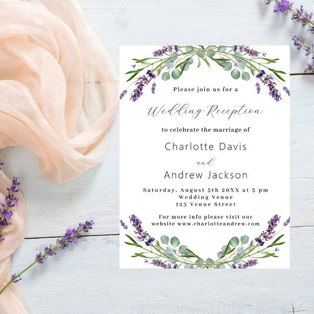 Lavender budget wedding reception invitation (Creator Uploaded)