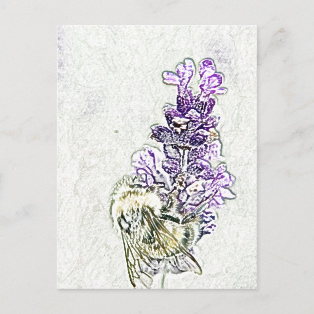 Lavender Bumblebee Pencil Postcard (Front)