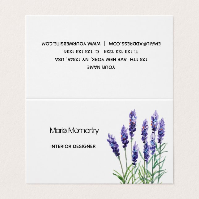 Lavender Business Card (Outside Unfolded)