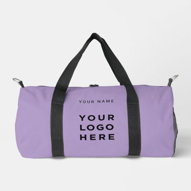 Lavender Business Logo Name Instagram Fitness Duffle Bag (Front)