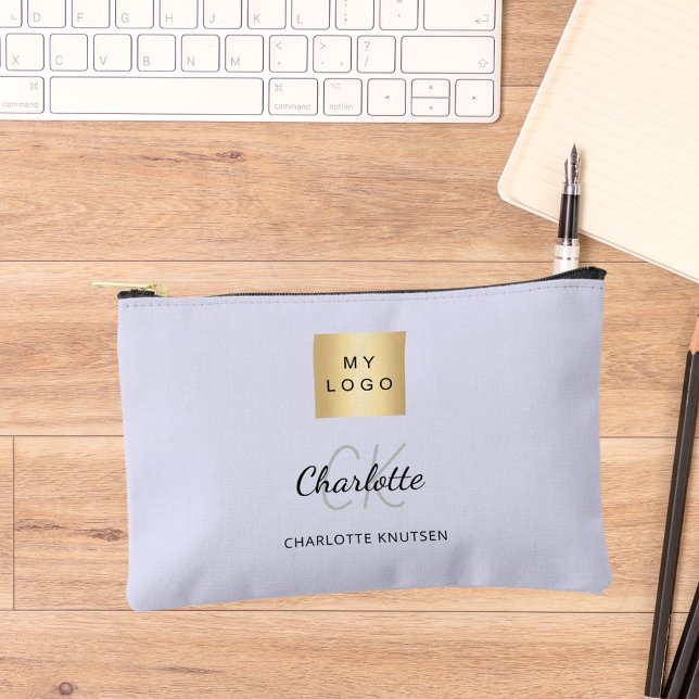 Lavender business logo name monogram accessory pouch (Creator Uploaded)