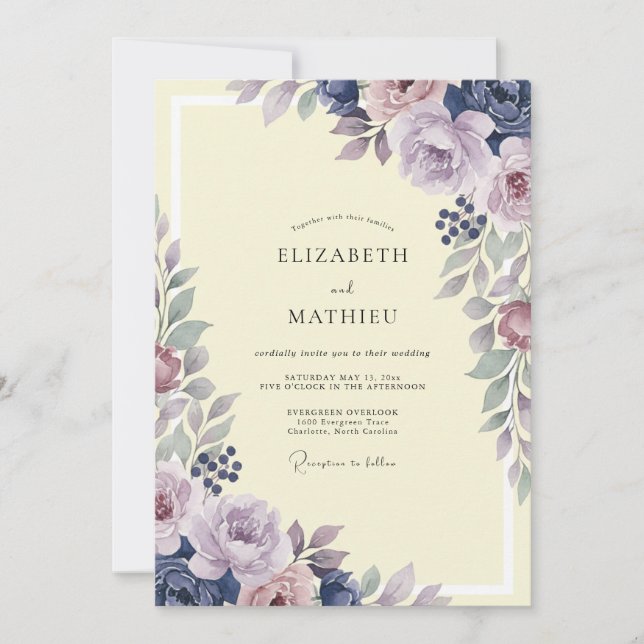 Lavender Buttercream Painted Wedding Invitation (Front)