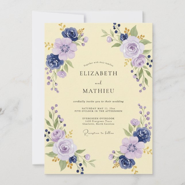 Lavender Buttercream Petal Wedding Invitation (Front)