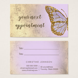 lavender butterfly design appointment card