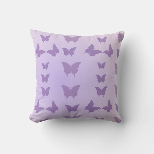 Lavender Butterfly Dreams Throw Pillow (Front)
