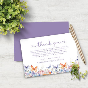 Lavender Butterfly Floral Sympathy Thank You Card