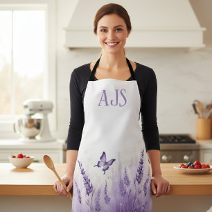 Lavender Butterfly Monogrammed Chef Apron