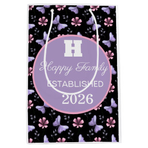 Lavender Butterfly & Pink Floral Seamless Pattern Medium Gift Bag