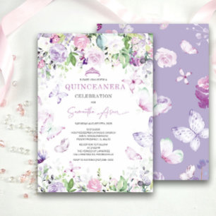 Lavender Butterfly Themed Quinceanera Invitation