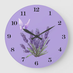 Lavender Butterfly Wall Clock