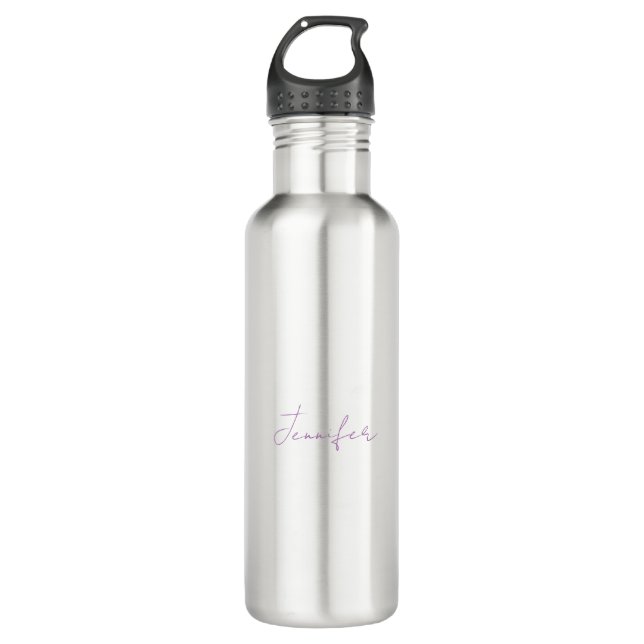 Lavender Calligraphy Elegant Plain Simple Name 710 Ml Water Bottle (Front)