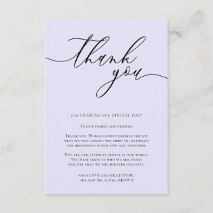 Lavender Calligraphy Simple Custom Photo Thank You Enclosure Card
