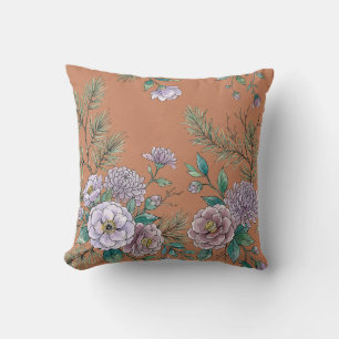 Lavender Camellias Watercolor Pillow
