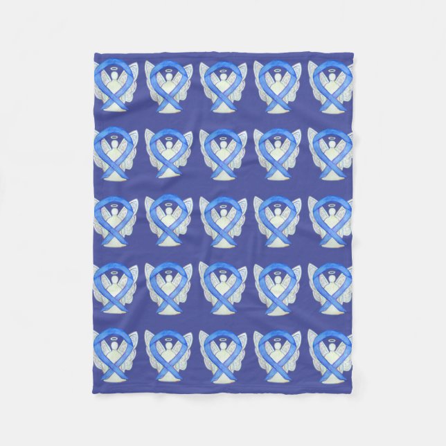 Lavender Cancer Awareness Ribbon Fleece Blankets (Front)