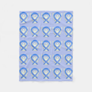 Lavender Cancer Awareness Ribbon Fleece Blankets