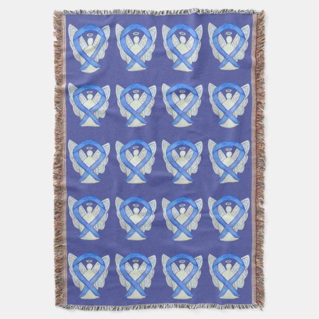 Lavender Cancer Awareness Ribbon Throw Blankets (Front Vertical)