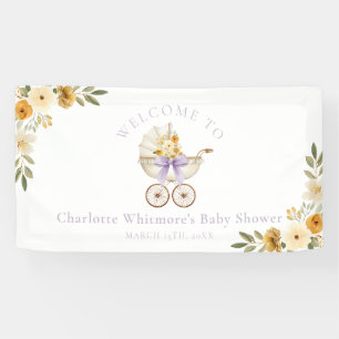 Lavender Carriage Welcome Banner Baby Shower