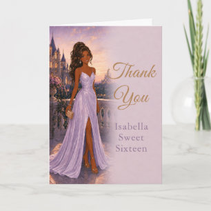 Lavender Castle Sweet Sixteen Thank You Card