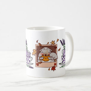 Lavender Cat Coffee Drink Poster – Charming Feline Mug