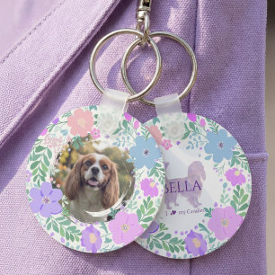Lavender Cavalier King Charles Spaniel Custom Key Ring