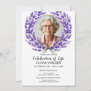 Lavender Celebration of Life  Invitation