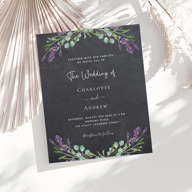 Lavender chalkboard budget wedding invitation (Creator Uploaded)