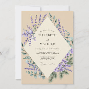 Lavender Champagne Sage Eucalyptus Wedding Invitation