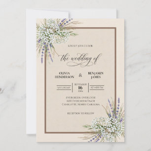 Lavender Champagne Sprig Sage Wedding Invitation