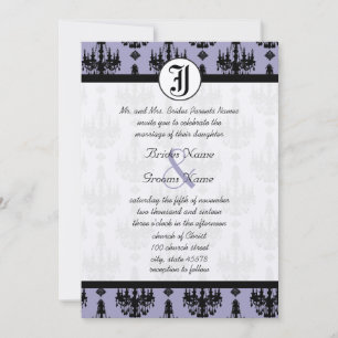 Lavender Chandelier with Photo Wedding Invitation