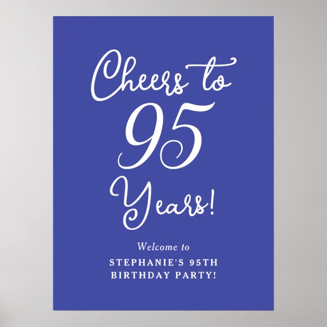 Lavender Cheers to 95 Years 95th Birthday Welcome Poster (Front)