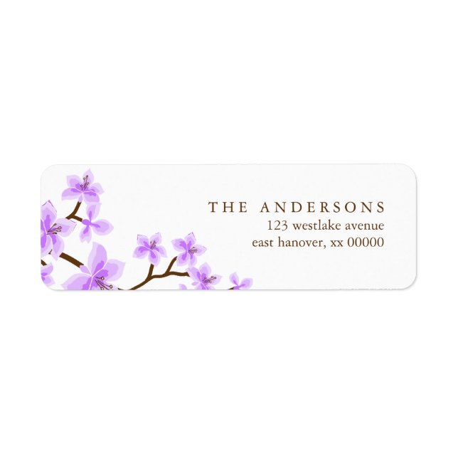 Lavender Cherry Blossoms Address Labels (Front)