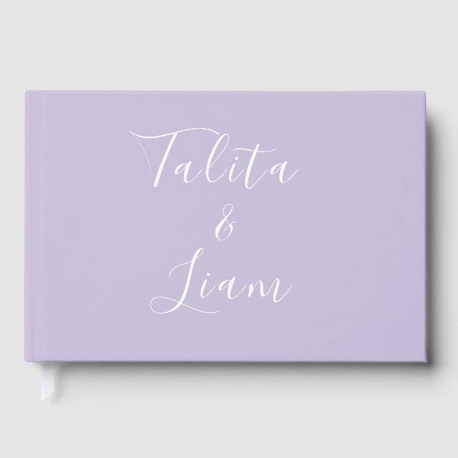 Lavender | Chic Script Wedding Guest Book (Front)