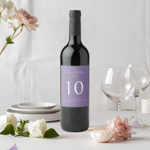 Lavender   Chic Table Number Wedding Wine Label 