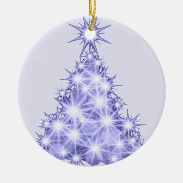 Lavender Christmas Tree Ceramic Ornament (Front)