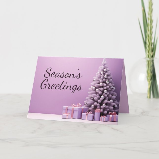 Lavender Christmas Tree Holiday Card (Front)