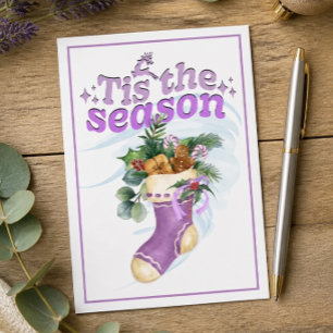 Lavender Christmas Watercolor Stocking Card