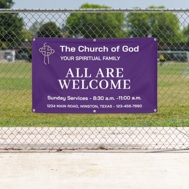 Lavender Church Banner With Your Logo (Insitu)
