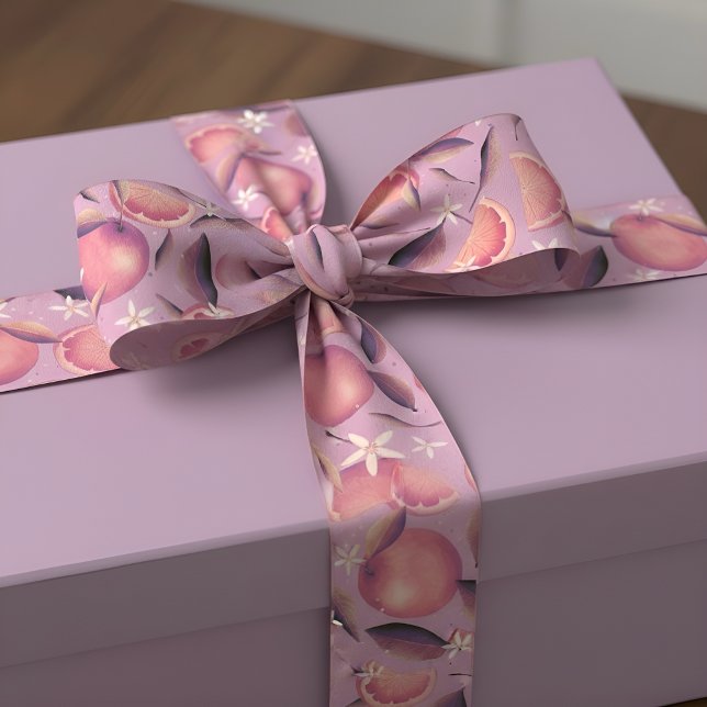 Lavender Citrus Blossom Orchard Pattern Satin Ribbon (Creator Uploaded)