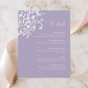 Lavender Classic Bloom Garden Wedding Details Enclosure Card